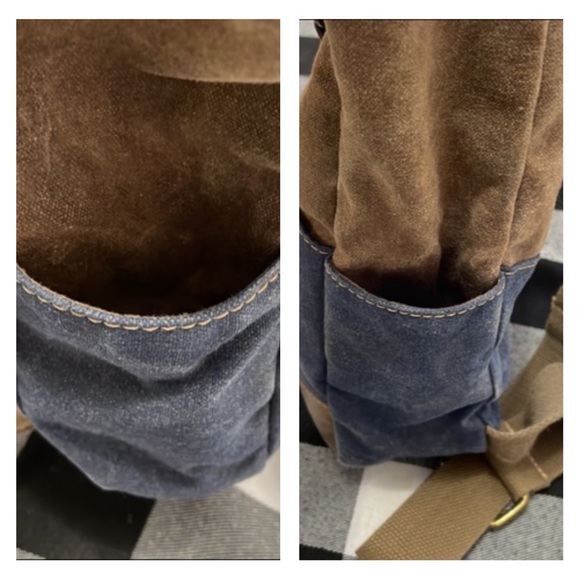 Sun Sand Cargoit Lennox Flap Fold Over Canvas Leather Backpack Buckle Rucksack - Picture 16 of 16